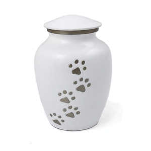 โกศใส่เถ้ากระดูกสัตว์เลี้ยงสีทอง โกศโลหะคุณภาพพรีเมียม พร้อมลายพิมพ์รอยเท้า ดีไซน์หรูหรา สำหรับเก็บรักษาความทรงจำ - Product Image 4