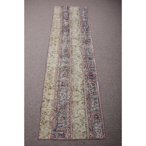 Alfombra Turca Vintage de 2,2x7,7 pies, Alfombra de Pasillo, Alfombra Persa Azul - Product Image 1