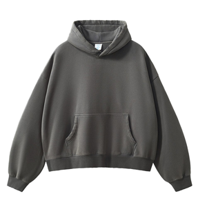 Sweat à capuche en molleton pour homme Y2K en gros, logo personnalisé, épaules tombantes, sweat à capuche lourd avec cordon de serrage et col à capuche - Product Image 3