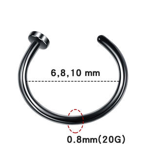 Venta al por Mayor de Anillos de Nariz Clásicos de Acero Inoxidable de 20G, Aro Plano para Labio, Joyería Corporal en Forma de C, Joyería para <span class=keywords><strong>Piercing</strong></span> de Nariz - Product Image 3