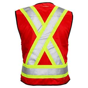 Work Wear Safety Vest with Bright Neon Reflective <b>Strips</b>, Durable Polyester Material, Adjustable Straps made in Pakistan - Product Image 3