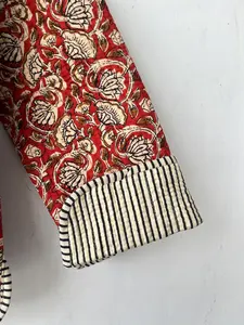 Indien fait à la main Vintage pêche Patchwork coton matelassé veste femmes Boho manteau réversible respirant unisexe nouveau Style - Product Image 3