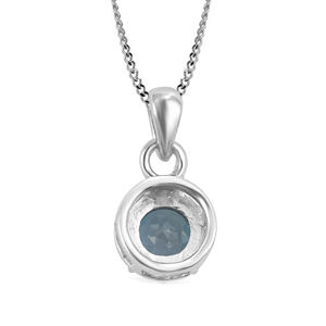 Pendentif rond en topaze bleue de Londres en argent 925 avec griffes Design de cercle fait à la main par Ishime Jewels pour femme - Product Image 5