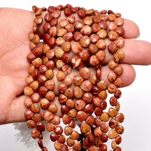 AAA Natural <b>Red</b> Flame Jasper Gemstone 7mm-8mm Faceted Heart Briolette Sumatra <b>Red</b> Jasper SemiPrecious Gemstone <b>Beads</b> For Jewelry - Product Image 6