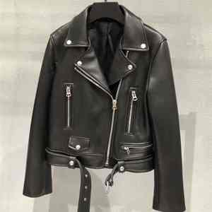 แจ็คเก็ตหนังแท้ผู้หญิง ดีไซน์ขายดี สินค้ามาใหม่ แจ็คเก็ตหนังผู้หญิงสีพื้น - Product Image 4