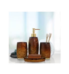 Luxury Resin Polished <b>Bathroom</b> Decor <b>Set</b> 4 Piece Crystal Soap <b>Dispenser</b> Custom Sizes Custom Patterns Waterproof - Product Image 1