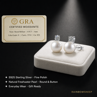 Boucles d'oreilles clous en moissanite 0,5 ct couleur D VVS1 3EX, perle naturelle, collection de perles classiques et élégantes en argent S925, bijoux en gros
