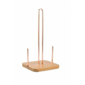 New Arrival Creative <b>Bathroom</b> Kitchen Metal Gold <b>Standing</b> Toliet Paper Roll <b>Towel</b> Holder With Wood Bottom - Product Image 1