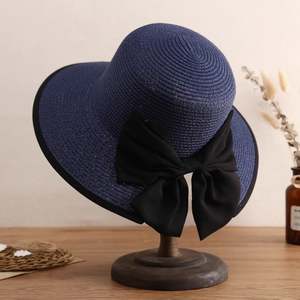 Sombrero de Paja con Lazo Popular para Mujer, Sombrero de Protección Solar para Playa de Verano, Sombrero de Paja Versátil Informal para Exteriores - Product Image 1