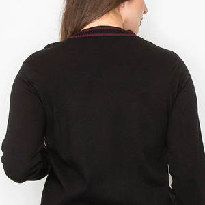 Suéteres con cuello en V para mujer teñidos lisos para adultos suéteres con cuello en V para mujer a prueba de viento - Product Image 4