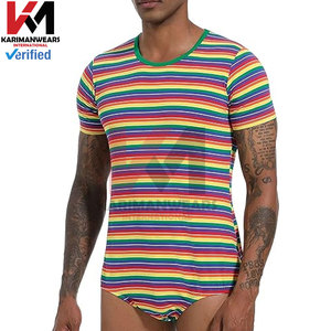 Mens Short Sleeve Bodysuit One-Piece Pajama Romper Cotton Spandex OEM Branding Bulk Supply Premium Supplier - Product Image 5