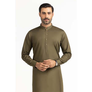 Shalwar Kameez pour homme Olive, vêtements et accessoires musulmans traditionnels, costumes élégants - Product Image 3
