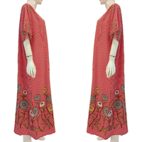CHRYSANTA Robe d'intérieur décontractée grande taille pour femmes Abaya chemise de nuit en rayonne unie avec manches courtes brodées Vêtements de maison quotidiens décontractés