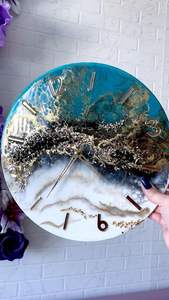 Horloge murale MODERNE en résine époxy Résine époxy Salon meilleur qulatiye Meubles Décoration intérieure Horloge murale personnalisée meilleur - Product Image 3