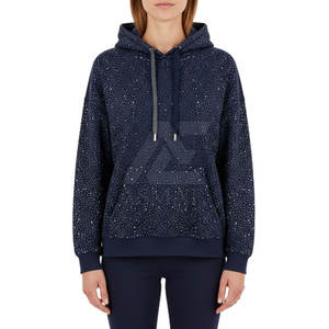 Sudadera con Capucha Personalizada para Mujer, con Pedrería, Informal, Brillante, con Cristales, Manga Larga, Estilo Urbano - Product Image 2