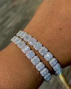 Bracelet VVS Moissanite en argent sterling 925 22MM 8 pouces plaqué or blanc, le testeur de diamants - Product Image 3