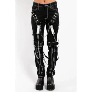 Pantalon en coton gothique, pantalon de style streetwear, clous, fermeture éclair, chaînes, pantalon unisexe - Product Image 4