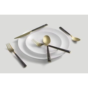 Premium Marble Design Slim Handle Cutlery Gold <b>Matte</b> Heads Ideal for Family Meals and <b>Table</b> Display Handcrafted From India - Product Image 6