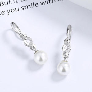 Jeulia Intertwined Design Pearl <b>Drop</b> <b>Earrings</b> in Sterling <b>Silver</b> - Product Image 4