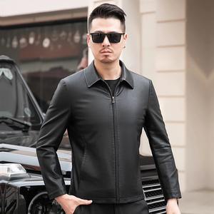 Genuine Leather <b>Jacket</b> <b>Men's</b> Lapel Autumn and Winter Thin Thick <b>Velvet</b> Thick Natural Sheep Leather <b>Jacket</b> - Product Image 2