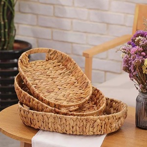Ensemble 3 plateaux en jacinthe d'eau de taille personnalisée plateau de service naturel écologique jetable fait à la main Boho décor pour la maison hôtel - Product Image 4