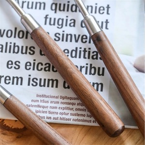 Silver Head Cutlery Set Wooden Handles Elegant Stainless Steel <b>Flatware</b> For Dining Kitchenware Home And Restaurant Daily Use - Product Image 3