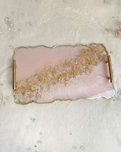 Bandeja decorativa de resina Bandeja de café hecha a mano con juego de bandejas de resina personalizadas de buena calidad - Product Image 4