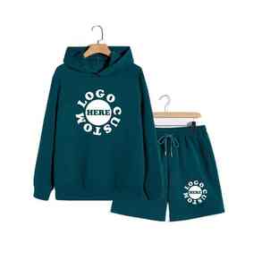 Conjunto de moda personalizada para hombre mejor valorado, sudaderas con capucha y pantalones cortos informales de algodón transpirable, conjunto de chándal corto de 2 piezas con capucha y conjunto corto - Product Image 1