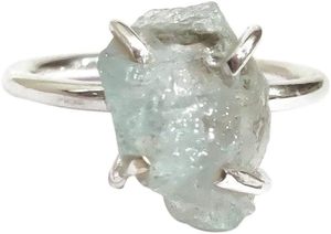 Anillo de Plata de Ley 925 con Piedra Preciosa de Aguamarina Natural, Anillo de Banda con Engaste de Puntas, Joyería Hecha a Mano para Navidad, Piedra de Nacimiento de Marzo - Product Image 4