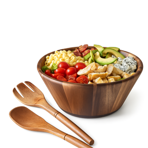 <b>Large</b> Wooden <b>Salad</b> <b>Bowl</b> for Serving <b>Salad</b> Fruits with Utensils Handmade, Durable and Stylish Natural Wood Dining Accessory - Product Image 1