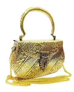 Bolso de mano grande de latón de alta calidad a precio de venta al por mayor para bodas y eventos formales y aspecto glamoroso de HF CRAFTS - Product Image 1
