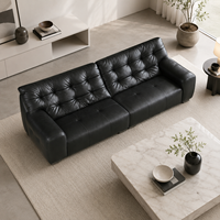 Canapé moderne en cuir véritable en forme de L, deux places, avec dossier capitonné et rembourrage en éponge, pour salon, appartement, hôtel
