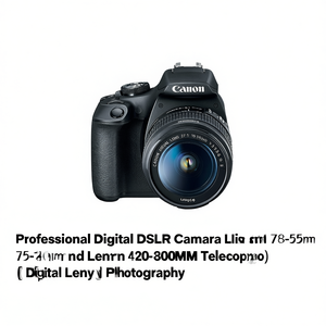 กล้องดิจิตอล DSLR ระดับมืออาชีพ พร้อมเลนส์ 18-55 มม. และ 75-300 มม. เลนส์เทเลโฟโต้ 420-800 มม. สำหรับการถ่ายภาพ - Product Image 2