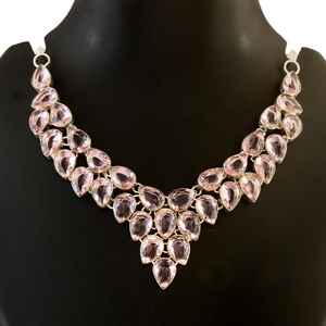 Collar de Plata de Ley 925 con kunzita Rosa hecho a mano, joyería religiosa cristiana, cadena de eslabones, regalo de boda, Material de latón - Product Image 5