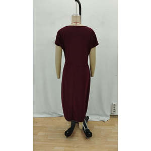 Robe longue décontractée Jane's pour femme, à manches courtes, asymétrique, taille élastique, couleur bordeaux, idéale pour l'été et les vacances à la plage - Product Image 6