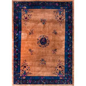 พรมขนสัตว์ถักมือสีเบจและสีน้ำตาลลายดอกไม้และลายจิ๊กซอว์ขนาดใหญ่สำหรับตกแต่งห้องนั่งเล่น รุ่น Pae-5500 - Product Image 1