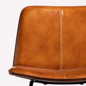 Tabouret de bar en cuir tanné 66 cm de style vintage avec base en métal naturel transparent pour bars, hôtels ou cuisines - Product Image 5