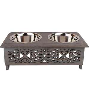 Bols surélevées réglables en bambou pour chien Comederos Para Perros assiette en bois pour chien bols pour animaux de compagnie mangeoires pour chiens, nouvel arrivage - Product Image 1