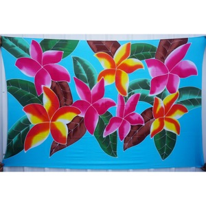 Sarongs hawaïens peints à la main en rayonne de qualité supérieure, paréo, vente en gros personnalisée, vêtements de plage, couverture, îles du Pacifique, HPGU007-04-180 - Product Image 1