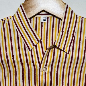 Camisa Casual de Algodón Estampada a Rayas para Niños con Cuello |   Camisa de Verano de Manga Corta con Botones - Product Image 2