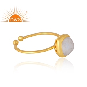 Venta caliente 925 Plata de Ley 18K Chapado en oro Natural Rainbow Moon Stone Anillo de piedras preciosas Demi Fine Jewelry Manufacturer - Product Image 4