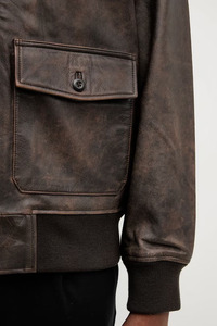 Chaqueta de cuero genuino para hombre de la mejor calidad, soporte frontal para otoño e invierno, estilo callejero, teñido liso, diseño personalizado, moda ajustada - Product Image 5