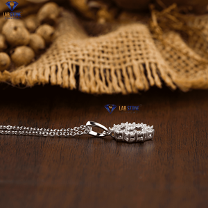 Colgante de diamante de corte brillante redondo TDW 0,16 con cadena de oro blanco certificado/no certificado Diamante Cvd Joyería de diamantes - Product Image 3