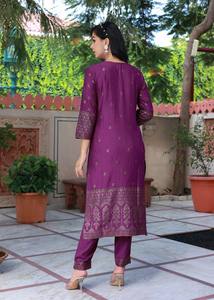 Conjunto de pantalón y Dupatta con estampado de vino para mujer, ropa para mujer, Kurti étnico indio, Kurti largo para mujer - Product Image 2