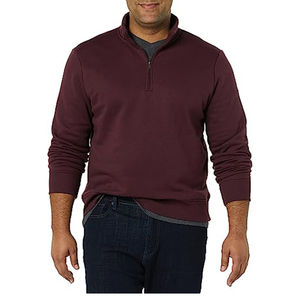 <b>Mens</b> <b>Fleece</b> Casual Winter <b>Quarter</b> Zipper Polo Shirt Loose Fit Collar Hot Warm Cotton Blended Zipper Sweatshirts - Product Image 2