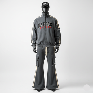 Chándal de hombre de alta calidad 320 GSM, tela de lana suave con Panel de rayas laterales, chándal de hombre bordado con logotipo personalizado Atlético - Product Image 1