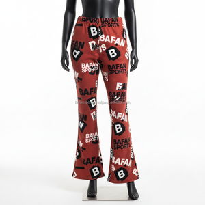 Pantalon évasé pour femmes, tissu en polyester et élasthanne de haute qualité, 210 GSM, extensible et lisse, logo personnalisé, pantalon évasé pour femmes - Product Image 6