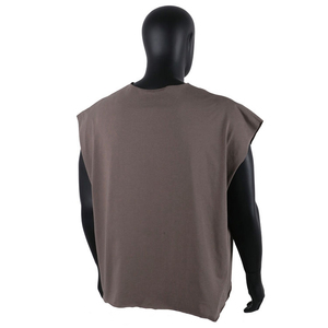 เสื้อยืดแขนกุดทรงโอเวอร์ไซส์แบบสั่งทำพิเศษสำหรับผู้ชาย ขอบดิบ ผ้าฝ้าย เสื้อกล้ามลำลองทรงโอเวอร์ไซส์ - Product Image 2