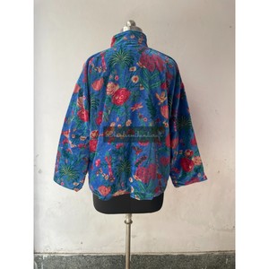 Veste réversible en velours de coton pour femmes imprimé fleuri respirant tenue de fête décontractée pardessus d'hiver pour l'automne été - Product Image 2