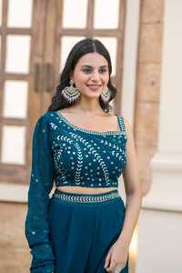 2025 été indien ethnique femmes 2 pièces Sharara costume lourd concepteur fête porter avec des coutures disponibles en gros - Product Image 2